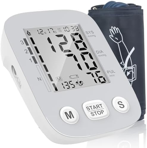 Upper Arm Blood Pressure Monitors for Home Use with Large Cuff, Adjustable Cuff Upper Arm BP Machine, Blood Pressure Machines with 500 * 2 Sets Memories, Support 2 Users(Grey)