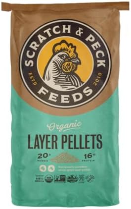 Scratch and Peck Whole Grain Layer Pellets Chicken and Duck Feed - 25 lbs Bag - Corn-Free and Soy-Free - 16% Protein, Certified Organic and Non-GMO Project Verified Chicken Food