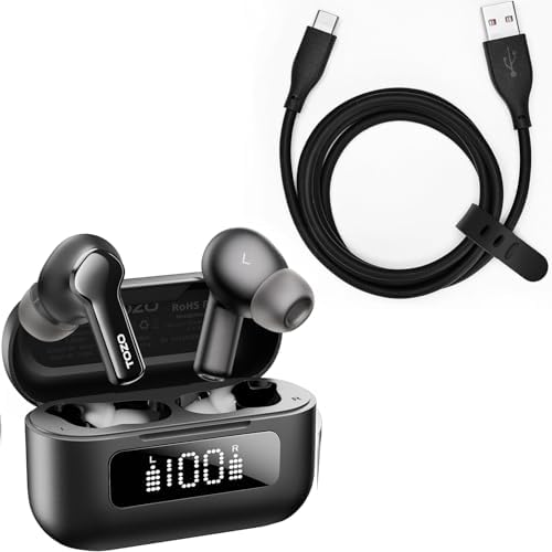 TOZO Hybrid Active Noise Cancelling Wireless Earbuds, USB-C to USB-A Charging Cable HT2 T6 T10 A1 T12 A3 A2 OpenEgo OpenBuds NC2 NC7 NC9 Earbuds,