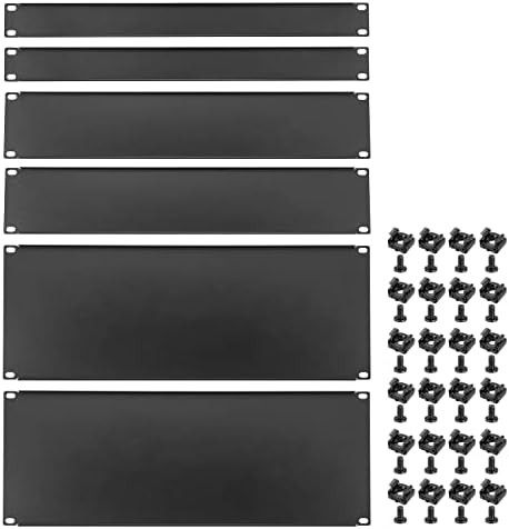 PATIKIL 6 Pcs 1U,2U,4U Blank Panel Metal Rack Mount, 19 Inches, Filler Panel Mount Spacer Rack Blanking Panel Kit for Enclosure Server Rack Cabinet Black