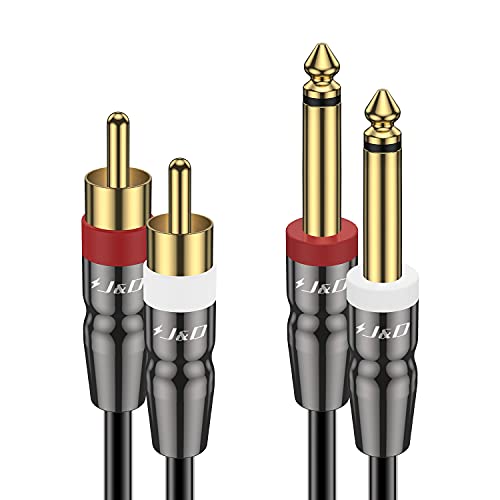 J&D Dual 1/4 inch TS to RCA Cable, 9 feet, Heavy Duty Audio Interconnect, Compatible with AV Receiver, Speaker, Amplifier