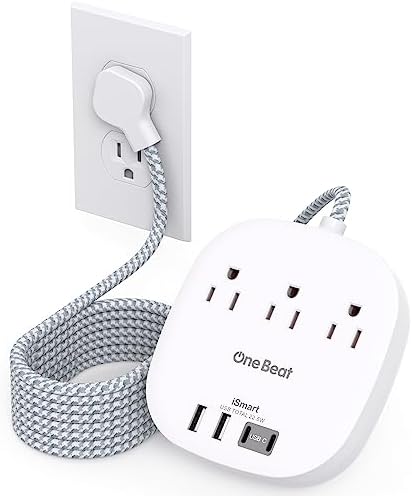 15ft Flat Plug Power Strip, Ultra Flat Extension Cord - 3 Outlets 4 USB Ports (2 USB C) 22.5W/4.5A Desktop Charging Station, Power Strip No Surge Protection for Cruise Ship Dorm Room Travel Essentials
