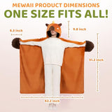 Mewaii Wearable Oversized Blanket Hoodie for Adults, Capybara Blanket Hooded Cloak, Warm and Cozy Flannel Cute Animal Blanket Hoodie, Funny Christmas Blanket Gifts for Women and Males