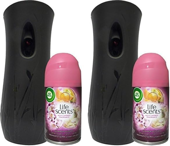 Air Wick Automatic Air Freshener Spray Starter Kit (Gadget + 1 Refill), Summer Delights, Air Freshener, Essential Oil, Odor Neutralization (Pack of 2)