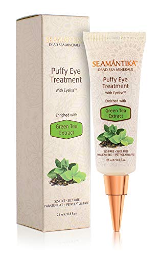 Puffy Eye Treatment Instant results – Naturally Eliminate Wrinkles, Puffiness, Dark Circle and Bags in Minutes – Hydrating Eye Cream w/ Green Tea Extract, Dead Sea Minerals by SEAMANTIKA – .8 fl.oz.