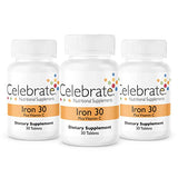 Celebrate Vitamins Bariatric Iron with Vitamin C Non-Chewable Tablets, 30 mg Iron - 90 Count