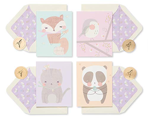 Papyrus Blank Cards with Envelopes, Playful Critters (20-Count)