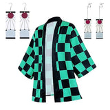 Anime Kids Tanjirou Kamado Cosplay Costume Kimono Outfit Cloak Cardigan Top Jacket Men Medium