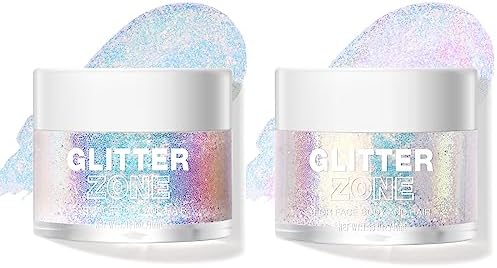 2 Pack Body Glitter Gel - Cosmetic-Grade, Color Changing Christmas Glitter Makeup for Face, Body, and Hair, Safe and Easy to Use, Perfect for Festivals Parties (01 Golden Mirage + 02 Stardust Pink)