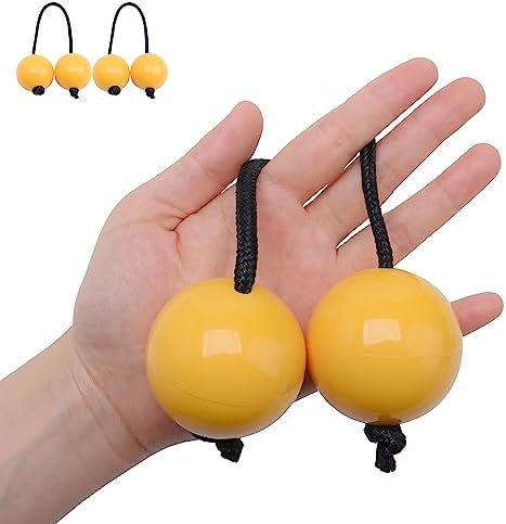 2 Pairs Aslatua Shakers, Kashaka Musical Percussion Instrument African Asalato Shaker Rhythmic Balls, Yellow