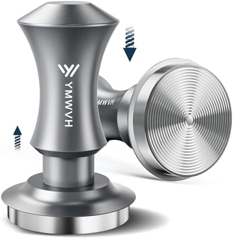 Espresso Tamper 53.3mm, YMWVH Premium Barista Espresso Coffee Tamper Silver with Dual Spring Loaded 100% Stainless Steel Ripple Base, Constant 30lb, Compatible with Breville 54mm Portafilter