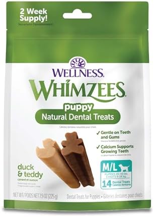 WHIMZEES Puppy Daily Dental Dog Treats, Medium and Large Breeds, Bag of 14