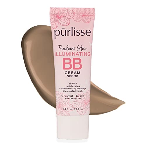 pūrlisse Radiant Glow Illuminating BB Cream Spf30 Hydrating and Moisturizing Natural Organic Cruelty-free Sulphate & Paraben Free For All Skin Even Sensitive Skin 1.4 Fl Oz (Tan)