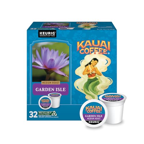 Kauai Coffee Keurig K-Cup Pods - Garden Isle Medium Roast - Premium Arabica (1 Pack of 32 Single-Serve Cups)