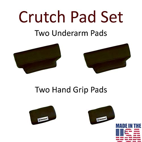 Crutcheze Premium USA Made Crutch Pad and Hand Grip Covers | Comfortable Underarm Padding Washable Breathable Moisture Wicking Odor Reducing- Accessories for Adult & Youth Crutches (Black)