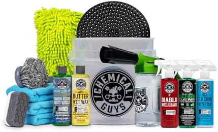 Chemical Guys HOL126 14-Piece Arsenal Builder Car Wash Kit with Foam Gun, Bucket, and (5) 16 oz Car Care Cleaning Chemicals, Gift for Car & Truck Lovers, Dads and DIYers (Works w/Garden Hose)