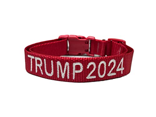 Handmade Trump 2024 Dog Collar and Leash Set Option - Adjustable - 30 Custom Embroidery Options for Giant-Large-Medium-Small Dogs - Perfect for Christmas-Dog Lover-Gifts (Extra Small (5/8 x 7-11"))