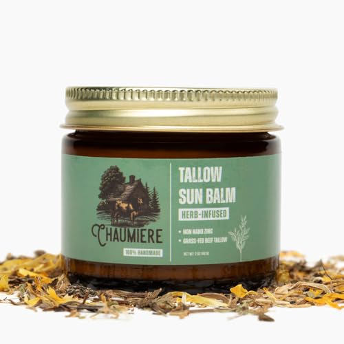 Herb-Infused Beef Tallow Sun Balm SPF 30 with Premium Natural Fragrance (2oz) 65g | Non-Nano Zinc, | Grass-Fed, Pasture-Raised Beef Tallow from American Small Farms | Daily Use Organic Skin Moisturizer + Sunscreen | HandMade In USA