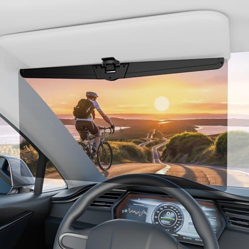 Veharvim Sun Visor Extender for Cars, Polarized Car Visor Extender Sun Blocker UV400, Adjustable Visor Extension for Car Visor, Clip on Sun Visor for Car, Universal Car Sun Visor, Glare, UV Protector