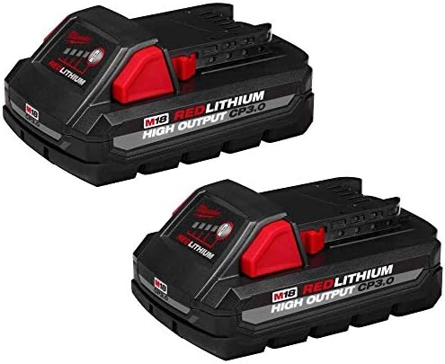 Milwaukee 48-11-1837 M18 18 Volt High Output CP 3.0 Ah Lithium-Ion Slide Battery, 2 Pack (Non-Retail Packaging)