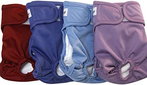 Female Dog Diapers for Small Dogs,4 Pack Reusable Washable Premium Puppy Diapers for Heat,Incontinence,Period Doggy Nappies,XS
