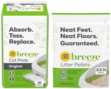Tidy Cats Breeze Variety Pack, 1 Litter Pellets Refill (3.5 lb), 1 Cat Pad Refills (10 ct)