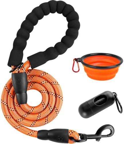 BARKBAY Dog Leashes for Large Dogs Heavy Duty Dog Leash 4/5/6 FT with Comfortable Padded Handle and Highly Reflective Threads for Medium Large Dogs Walking Training Running (4FT-1/2'',Orange)