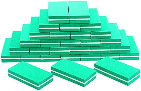 Buffer Block Nail File, 100/180 Grit Sponge Nail Buffers for Acrylic Nails, Mini Buffing Block Double Sided for Manicure Tools 30 Count - Green