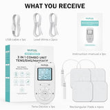 NURSAL 3-in-1 Tens Unit Muscle Stimulator Machine, Dual Channel Electronic Pulse Massager, Tens Ems Machine with 40 Intensities for Gradual Pain Relief Therapy