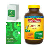 Nature Made Calcium 750 mg with Vitamin D3 and K, Dietary Supplement for Bone Support, 300 Tablets, Bundle with Exclusive Vitamins & Minerals - A to Z - Better Ligth&Spring Guide