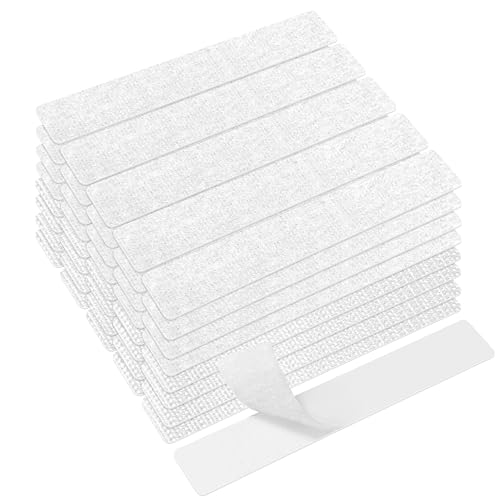 KING MOUNTAIN 1x7 Inch Hook and Loop Strips with Adhesive, 20 Sets Nylon Self Adhesive Tape, Double Sided Strong Back Adhesive Tape and Dots for Office, Home and Crafting, Heavy Duty, White