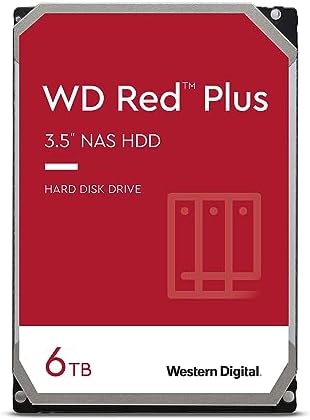 Western Digital 6TB WD Red Plus NAS Internal Hard Drive HDD - 5400 RPM, SATA 6 Gb/s, CMR, 256 MB Cache, 3.5" -WD60EFPX (Renewed)