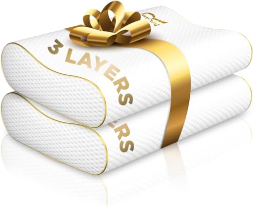 Royal Therapy 2-Pack Queen Memory Foam Pillow, Cervical, Queen Contour, Orthopedic Pillow for Neck Support, Neck Pain, Side Sleepers, CertiPUR-US