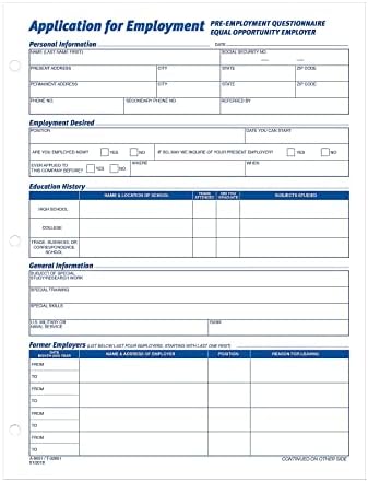 Adams TOPS 8 1/2 x 11 Inch Employee Application 50 Sheet Pads, 2 Pack (32851)