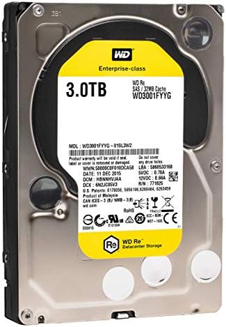 WD Re WD3001FYYG 3TB 7.2K RPM SAS 6 Gb/s 32MB Cache 3.5 inches Internal Hard Drive (Renewed)