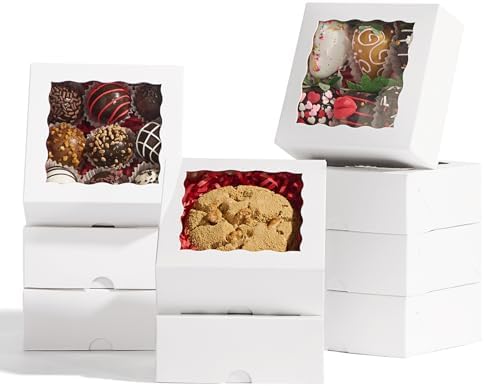 100PCS 5x5x2 Inch Cookies Boxes Bakery Boxes Strawberries Boxes Chocolate Bomb Boxes Cakesickle Boxes Mini Cake Cinnamon Roll Boxes