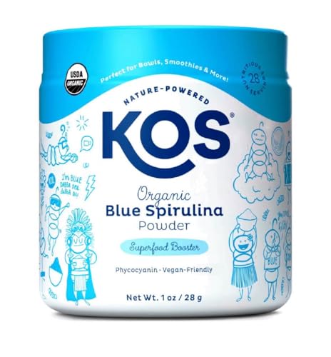 KOS Organic Blue Spirulina Powder - Vegan Superfood Booster, Gluten Free, Non GMO - 1 oz, 28 Servings