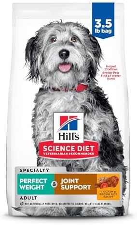 Hill's Science Diet Perfect Weight & Joint Support, Adult 1-6, Weight Management & Joint Support, Dry Dog Food, Chicken & Brown Rice, 3.5 lb Bag