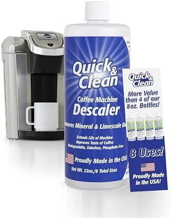 Quick & Clean 32oz. Descaler (8 Total Uses) - Made in the USA - Descaling Solution for Nespresso, Ninja, Delonghi, All Other Coffee and Espresso Machines…