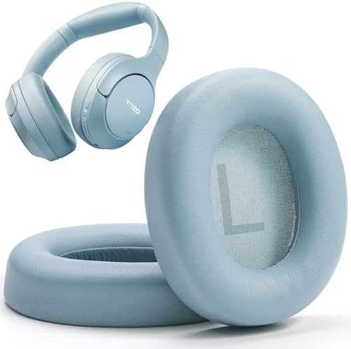 TOZO HT2 Replacement Earpads Cushion, Softer Protein Leather Ear Cover Waterproof for Comfortable Fit with Dustproof Mesh, Sound-Isolation Foam Blue