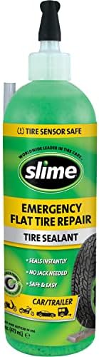 Slime 10011 Flat Tire Puncture Repair Sealant, Emergency Repair for highway vehicles, suitable for Cars/Trailers, Non-toxic, eco-friendly, 16 oz bottle