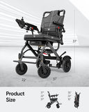 Lightweight Electric Wheelchair, Only 36lbs, Foldable Power Wheelchair for Adults,Dual Motors,Intelligent Folding,Motorized Mobility Scooters for Seniors,All Terrain,Travel Size