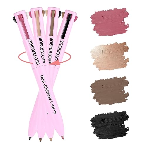 4 in 1 Makeup Pen, Eyeliner, Lip Liner, Brow Pencil, and Highlighter in One Pencil, New Year Gift for Her, Easy-To-Apply and Compact for Travel - Cruelty-Free & Vegan, Shade 03