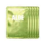 LAPCOS Aloe Sheet Mask, Daily Face Mask with Cucumber and Aloe Gel to Calm and Moisturize Skin, Korean Beauty Favorite, 5-Pack