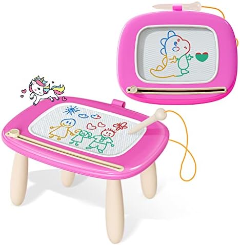 Kikidex Toddler Toys for 1 2 3 Years Old, Sturdy Magnetic Doodle Scribbler Board, Entertainment Toys for Kids, Reusable and no Mess, Educational Learning Toys Gifts for Birthday(Rose)