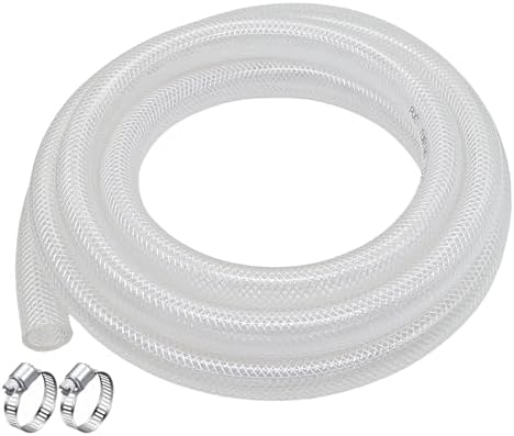 1 1/4" ID- 10 Ft High Pressure Braided Clear PVC Vinyl Tubing Flexible Vinyl Tube, Heavy Duty Reinforced Vinyl Hose Tubing