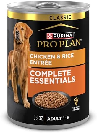 Purina Pro Plan Complete Essentials Classic Pate Dog Food, Chicken and Rice Entrée - (Pack of 12) 13 oz. Cans