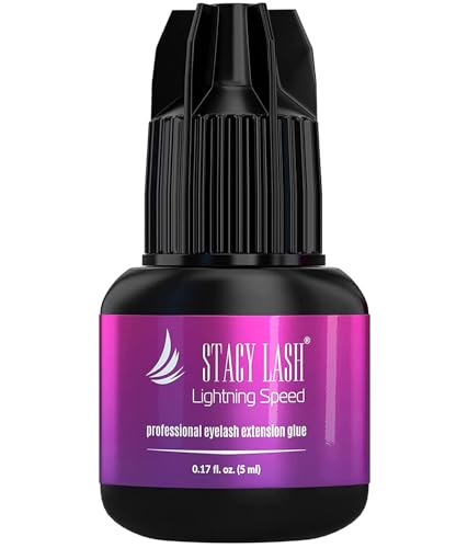 Lightning Speed Eyelash Extensions Glue – Stacy Lash 5ml /0.17 fl.oz / 0.3 Sec Dry/Retention – 6-8 Weeks/Black Adhesive/Professional Supplies