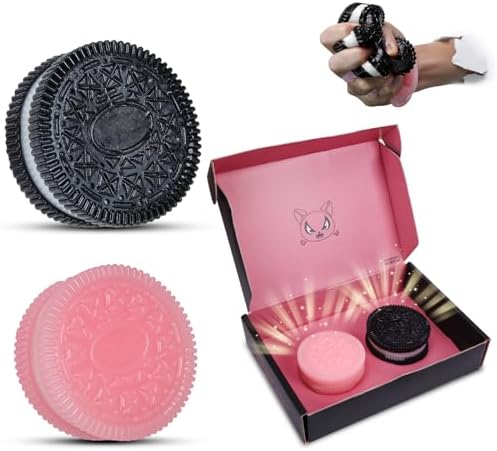 2Pcs Fufu Taba Squishy Handmade Sticky Squishy, Kawaii Biscuits Squishies Fur Ball, Pinch Family Pink Cookie Squishy Toy Giant Cute YoYo Squishy, Cute Kawaii Stress Relief Toy (Black and Pink)