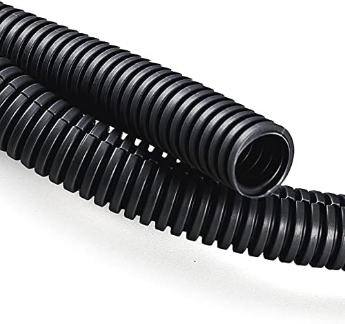 ZhiYo 20FT 1/4” Wire Loom Split Tubing Auto Wire Conduit Flexible Cover | High Temperature Heat Resistant -40F to 257F | Plastic Cover for Electrical Wires & Cables, Black